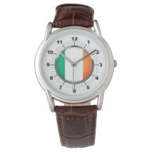 Mannen Ierland Vlag Classic Bruin Lederen Horloge