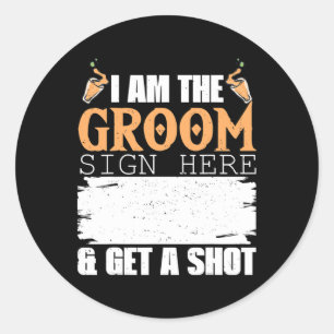 Mannen Ik ben de bruidegom teken krijgen een schot Ronde Sticker