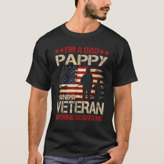 Mannen Ik ben een papa Pappy en een veteraan Niets T-shirt