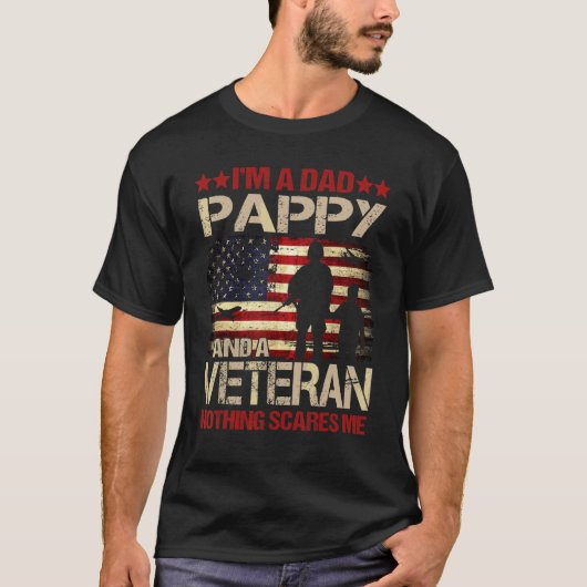 Mannen Ik ben een papa Pappy en een veteraan Niets T-shirt (Voorkant)