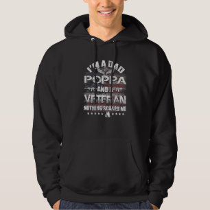 Mannen ik ben papa poppa en een veteraan ons vlag hoodie