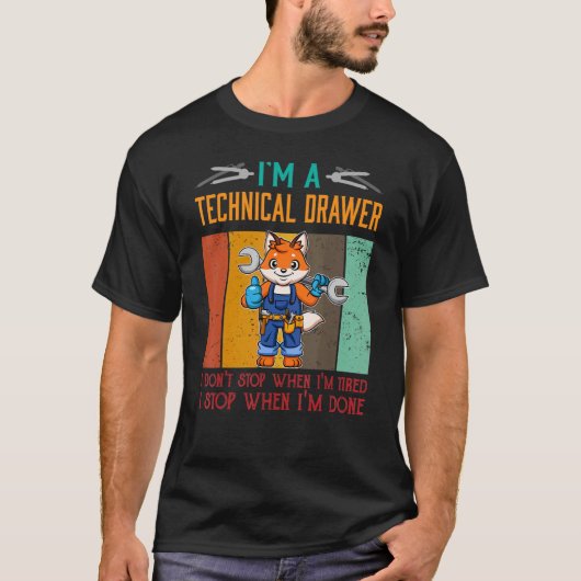 Mannen Ik ben Technische Tekenaar Stop Wanneer Ik  T-shirt (Voorkant)