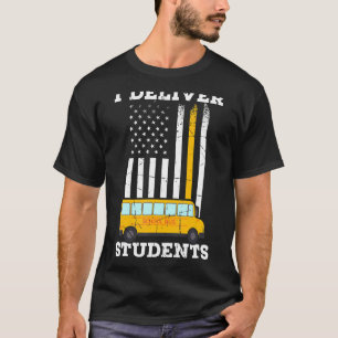 Mannen ik bezorg leerlingen schoolbus chauffeur t-shirt
