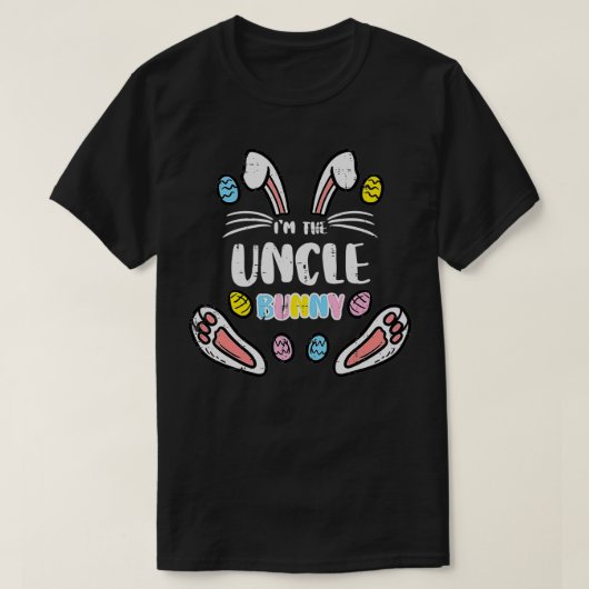 Mannen ik de oom Bunny Cute Easter Matching Famil T-shirt (Design voorkant)
