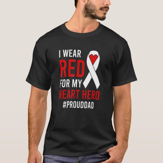 Mannen Ik Draag Rode Proud CHD Warrior Vader CHD A T-shirt (Voorkant)