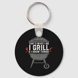 Mannen Ik Gril En Ik Weet Dingen Funny Bbq Grillen Sleutelhanger