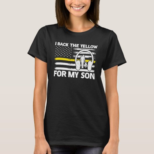 Mannen ik heb het gele voor mijn zoon, open t-shirt (Voorkant)