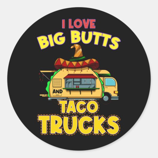 Mannen Ik hou van grote peuken en taco trucks Somb Ronde Sticker (Voorkant)