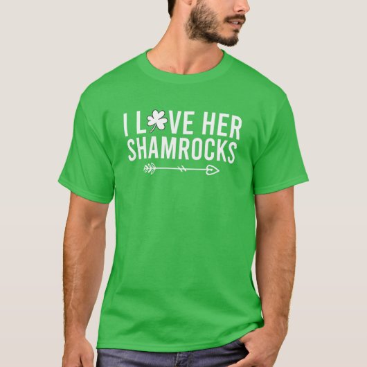Mannen ik hou van haar sjamrocks van St Patrick's  T-shirt (Voorkant)