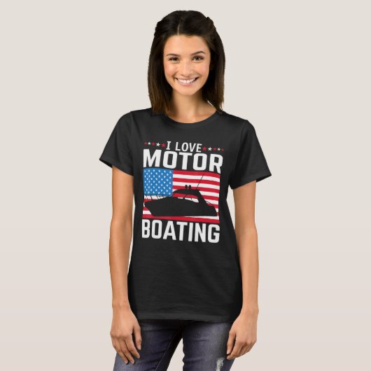 Mannen ik hou van motorvaren motorboot T-shirt nit (Voorkant volledig)