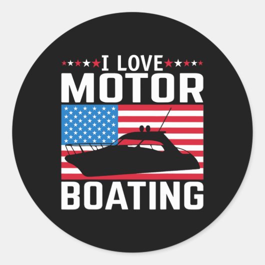 Mannen ik hou van motorvaren motorboot T-shirt nit Ronde Sticker (Voorkant)
