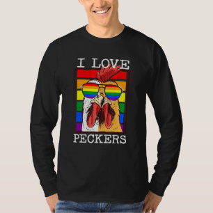Mannen ik hou van peckers haan gay lgbt regenboog t-shirt