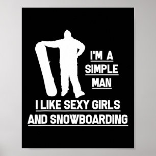 Mannen Ik hou van Y Girls en Snowboard Snowbo Poster