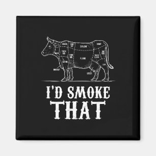 Mannen Ik zou roken die Koe BBQ Grillmasters Vader Magneet