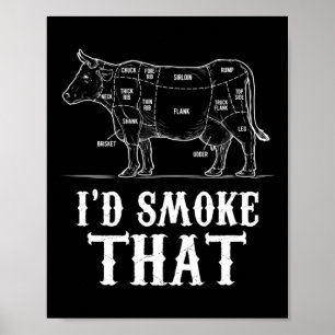 Mannen Ik zou roken die Koe BBQ Grillmasters Vader Poster