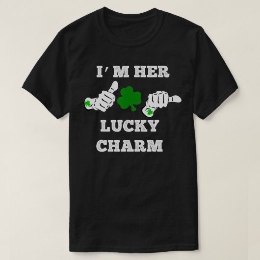 Mannen im haar geluk charme St Patricks dag koppel T-shirt (Design voorkant)