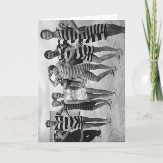  mannen in badpakken met vrouw kaart (Voorkant)