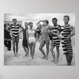  mannen in badpakken met vrouw poster