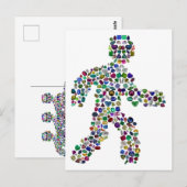 Mannen in Beweging – Edelsteen Walking Figure Desi Briefkaart (Voorkant / Achterkant)