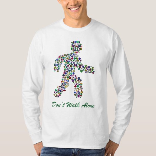 Mannen in Beweging – Edelsteen Walking Figure Desi T-shirt (Voorkant)