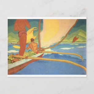 Mannen in een afvoerkanaal voor de kust briefkaart