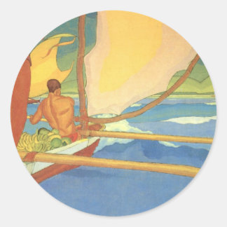 Mannen in een afvoerkanaal voor de kust ronde sticker