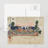 Mannen in een boot die bevoorrading van het Heilig Briefkaart (Voorkant / Achterkant)