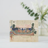 Mannen in een boot die bevoorrading van het Heilig Briefkaart (Staand voorkant)