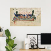 Mannen in een boot die bevoorrading van het Heilig Poster (Thuiskantoor)