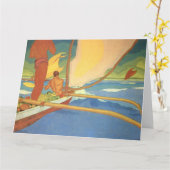 Mannen in een Outrigger Canoe Groeten Kaart (Gele Bloem)