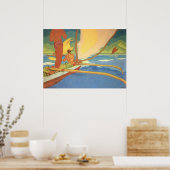 MANNEN IN EEN OUTRIGGER KANO OP WEG NAAR DE KUST POSTER (Keuken)