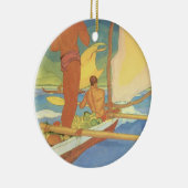 Mannen in een uitwijkkano - Versiering Keramisch Ornament (Rechts)