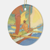 Mannen in een uitwijkkano - Versiering Keramisch Ornament (Links)