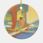 Mannen in een uitwijkkano - Versiering Keramisch Ornament (Achterkant)