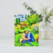 Mannen in liefde in de tuin briefkaart (Staand voorkant)