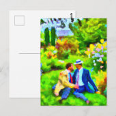 Mannen in liefde in de tuin briefkaart (Voorkant / Achterkant)