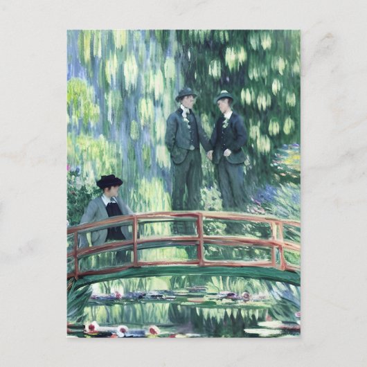 Mannen in liefde in de tuin in de stijl van Monet Briefkaart (Voorkant)