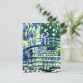 Mannen in liefde op de brug in de stijl van Monet Briefkaart (Staand voorkant)