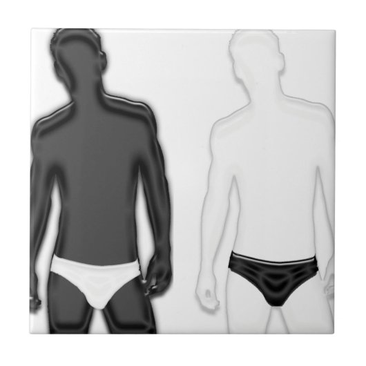 Mannen in ondergoed tegeltje (Voorkant)