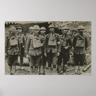 Mannen in WWWI-afdruk gasmasker Poster