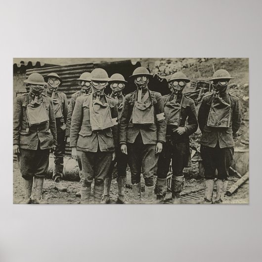 Mannen in WWWI-afdruk gasmasker Poster (Voorkant)