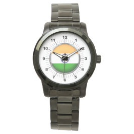 Mannen India Vlag Oversized zwart armbandhorloge Horloge
