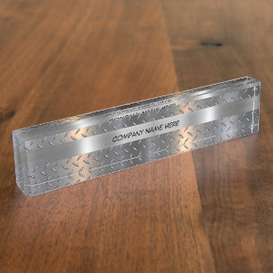 Mannen Industriële Mannelijke Metaallook Grafisch Naambordje