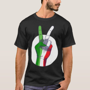 Mannen Italiaans vlaggen vredesbord Victory Sign N T-shirt