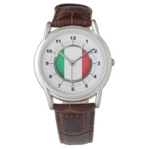 Mannen Italië Vlag Classic Bruin Lederen Horloge