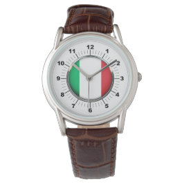 Mannen Italië Vlag Classic Bruin Lederen Horloge