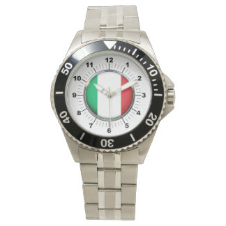 Mannen Italië Vlag Roestvrij staal Armband Horloge