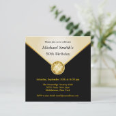Mannen Ivory Black Gold Elegant Birthday Invitatio Kaart (Staand voorkant)