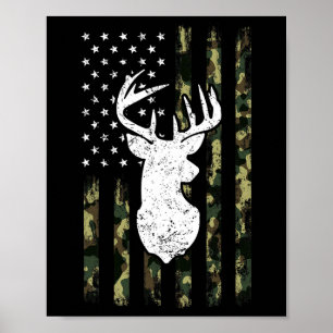 Mannen jacht Shirt Amerikaanse camouflage vlag her Poster