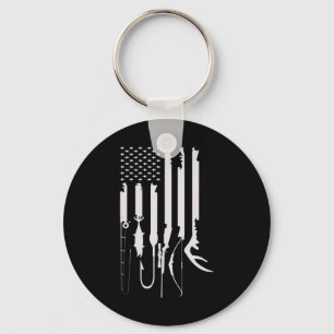 Mannen jacht Vist Amerikaanse vlag Thmed Deco Sleutelhanger